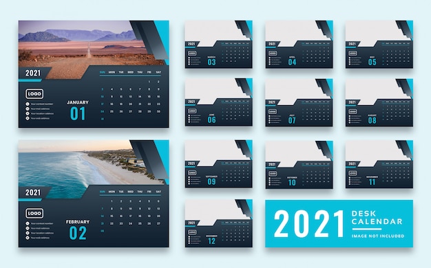 PSD 2021 modello di calendario da scrivania