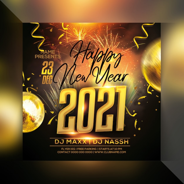 PSD 2021 new year celebration party flyer