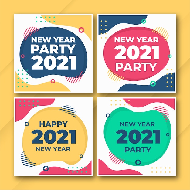 2021 new year instagram post bundle template