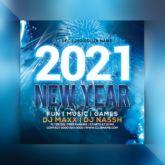 2021 new year party flyer