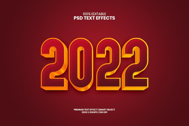 2022 3d editable psd text effect