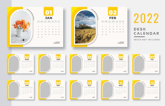 2022 desk calendar template