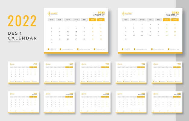 2022 Desk Calendar Template