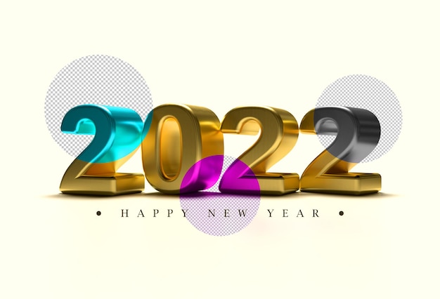 PSD 2022 felice anno nuovo 3d render colore del testo e sfondo modificabile mockup psd