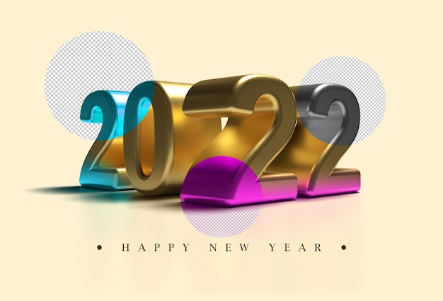 2022 felice anno nuovo 3d render colore del testo e sfondo modificabile mockup psd