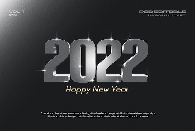 2022 새해 복 많이 받으세요 3D 텍스트 효과 템플릿