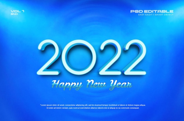 2022 happy new year 3d text effect template