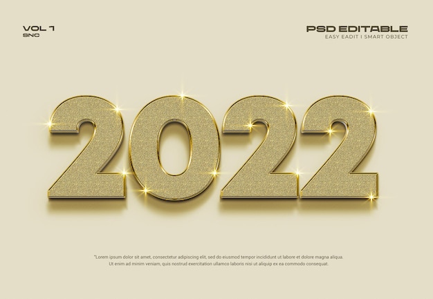 PSD 2022 happy new year 3d text effect template