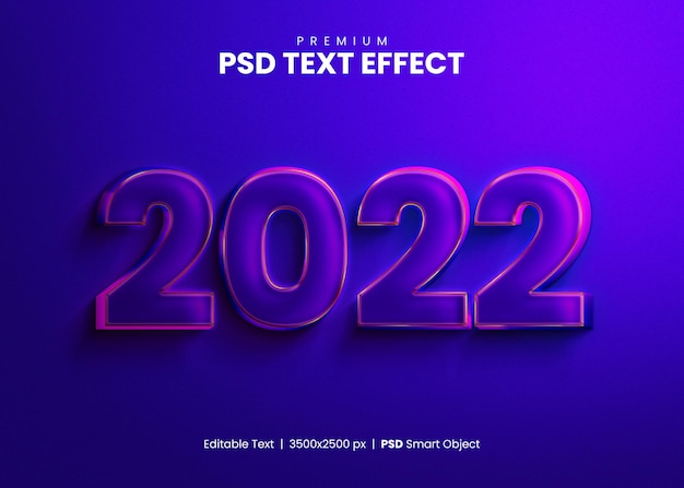 2022 Новый год 3d редактируемый текстовый эффект