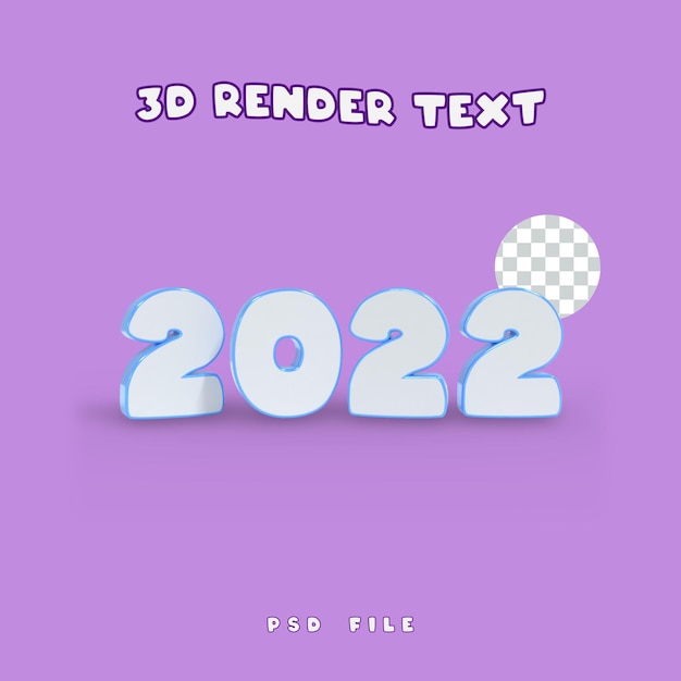 2022 new year 3d text rendering on transparent background