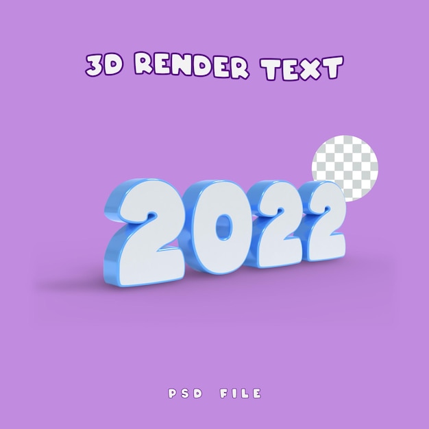 2022 new year 3d text rendering on transparent background