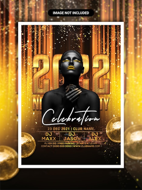 PSD 2022 new year celebration party flyer template