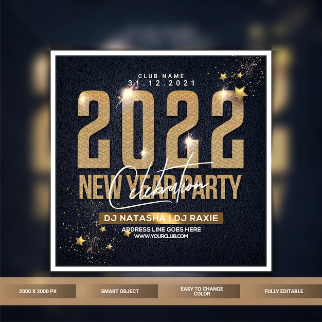 PSD 2022 new year party celebration party flyer