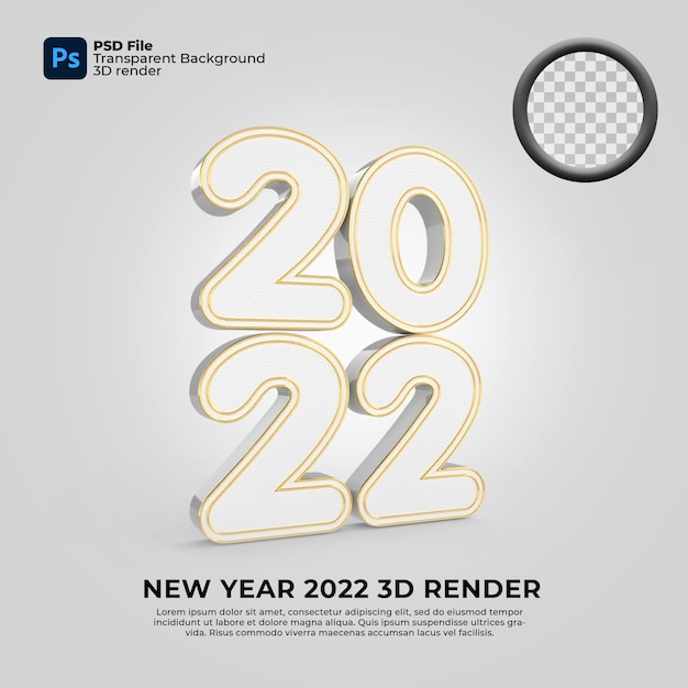 2022 nieuwjaar 3d render goud