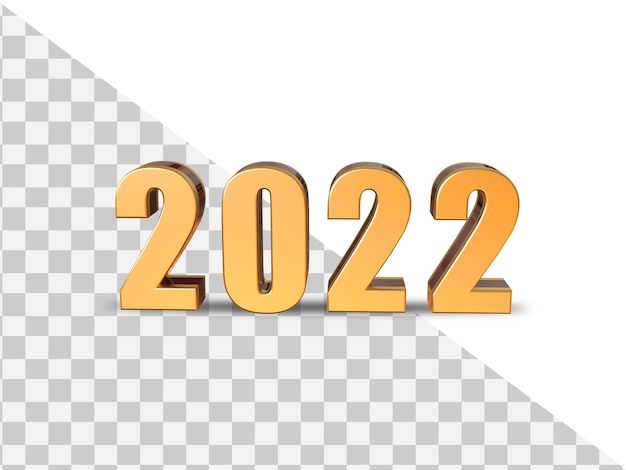 2022 nowy rok renderowania tekstu 3d złota