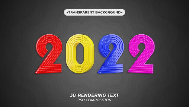 PSD 2022 renderowania 3d kolorowy tekst