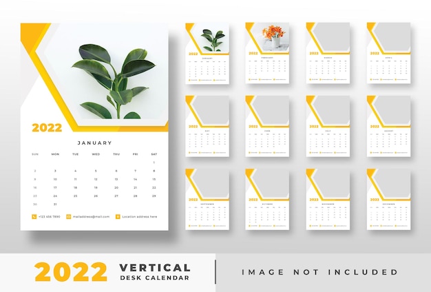 PSD 2022 vertical desk calendar template