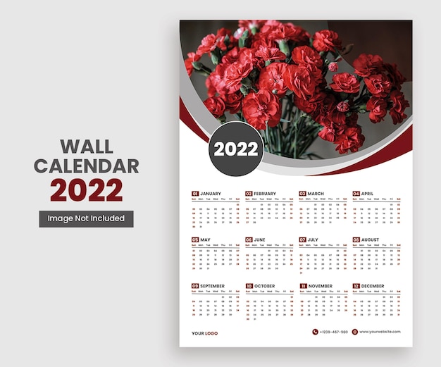 PSD 2022 calendario da parete design singola pagina