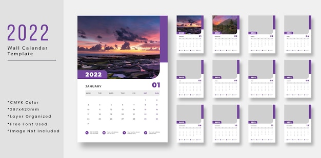 2022 Wall Calendar Template Design