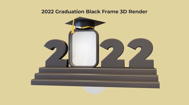 2022 Złota Graduation Hat Frame Render 3d