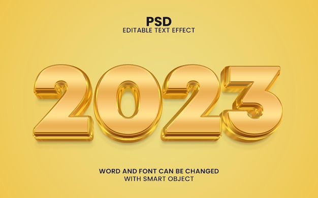 2023 3d редактируемый текстовый эффект psd с фоном