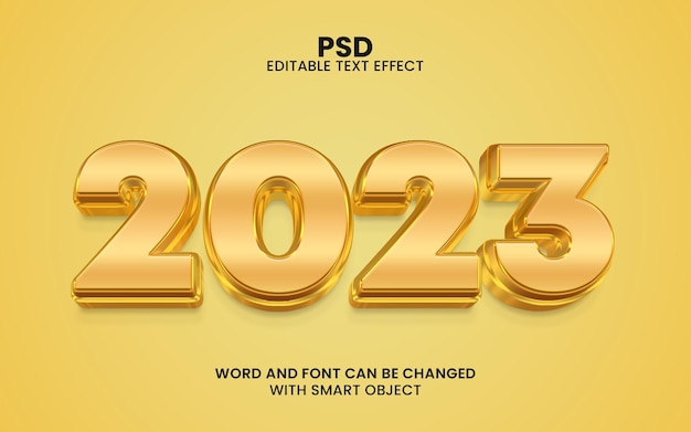 PSD 2023 3d editable text effect psd with background