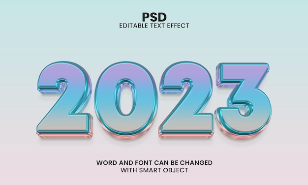 PSD 2023 3d редактируемый текстовый эффект psd с фоном