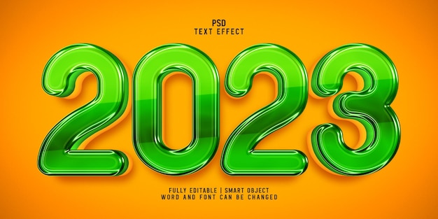 PSD 2023 3d vetgedrukte psd-teksteffectsjabloon