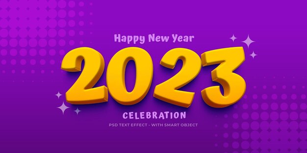 2023 celebration design with cartoon style editable number 3d effect