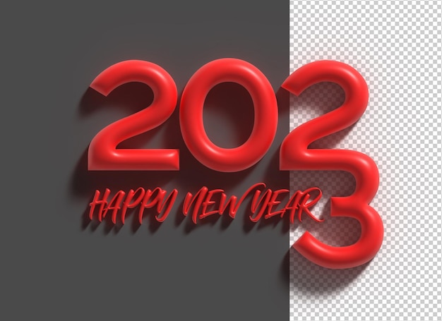 2023 Gelukkig Nieuwjaar 3D Render Tekst Typografie Ontwerp Banner Poster 3D Illustratie