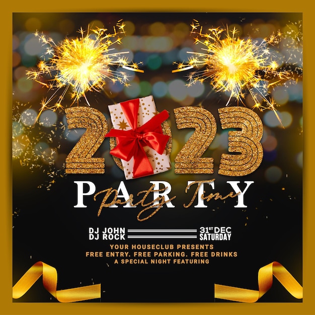 PSD 2023 gelukkig nieuwjaarsfeest flyer