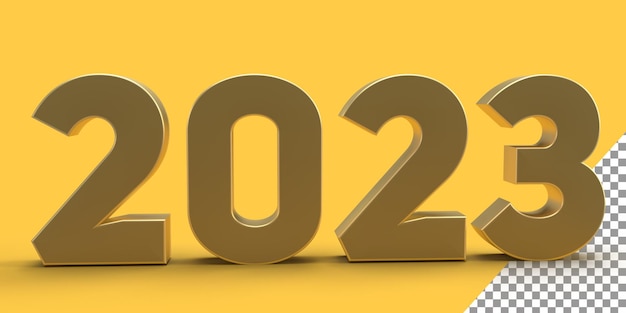 カレンダーとデザインの新年のコンセプトをレンダリングする2023ゴールデンボールド3D