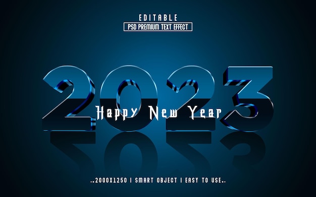 PSD 2023 happy new year 3d editable text effect style with  premium background