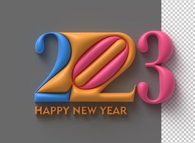 PSD 2023 happy new year 3d render text typography design banner poster 3d illustration