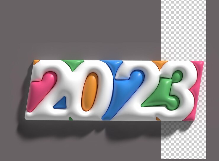PSD 2023 happy new year 3d render text typography design banner poster 3d illustration