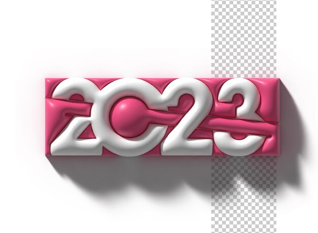 PSD 2023 felice anno nuovo 3d render testo tipografia design banner poster illustrazione 3d