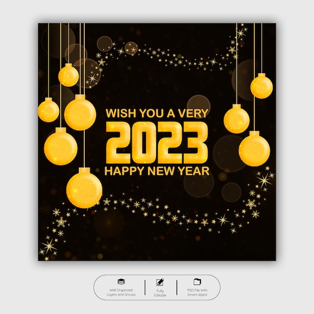 2023 happy new year background template