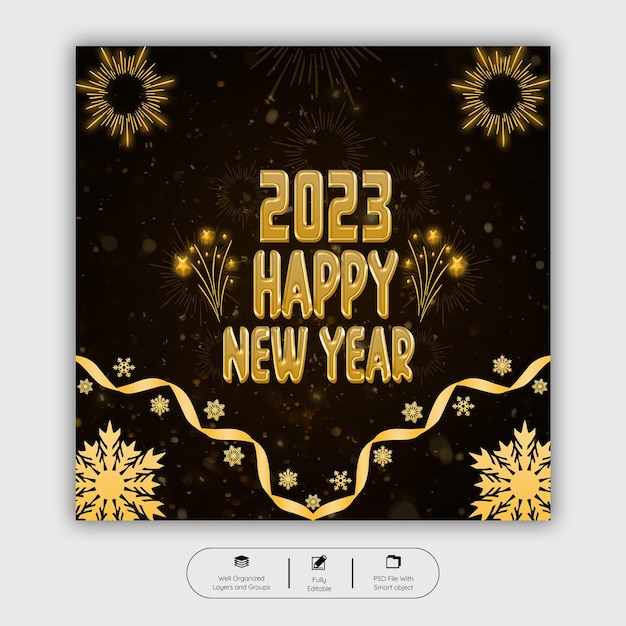 2023 happy new year background template