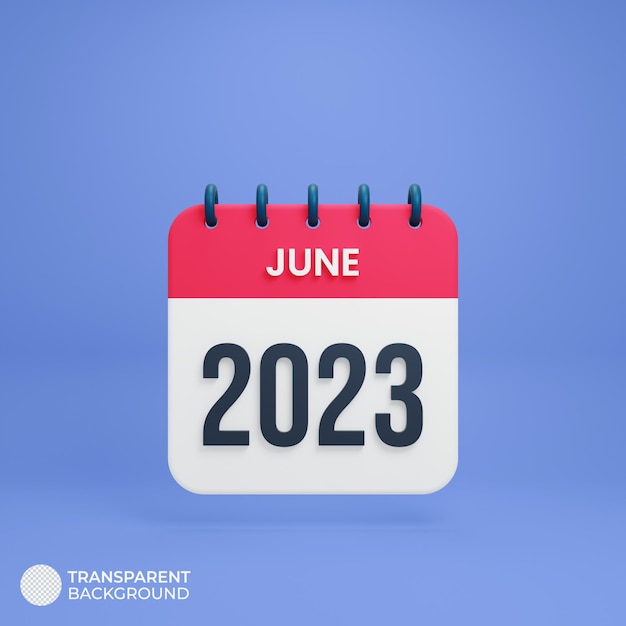 2023 June Calendar Rendered 3D Illustration