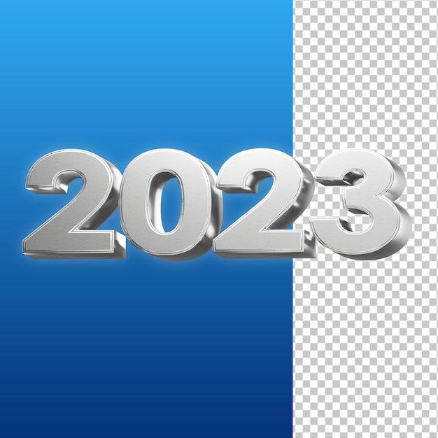 2023 metal text style 3d illustration