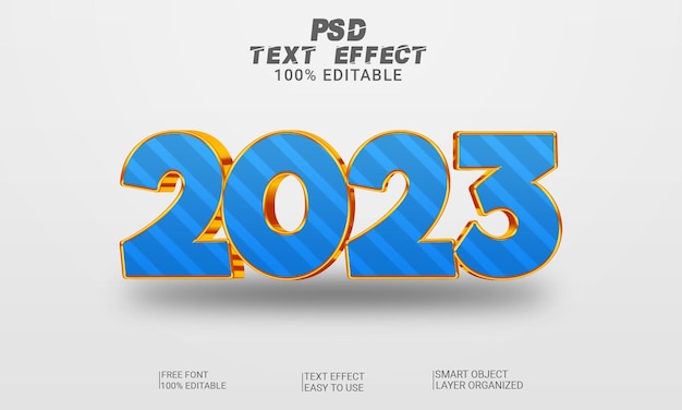 2023 new year 3d editable text effect style psd file