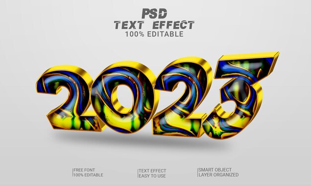 2023 새해 3d 편집 가능한 텍스트 효과 스타일 Psd 파일