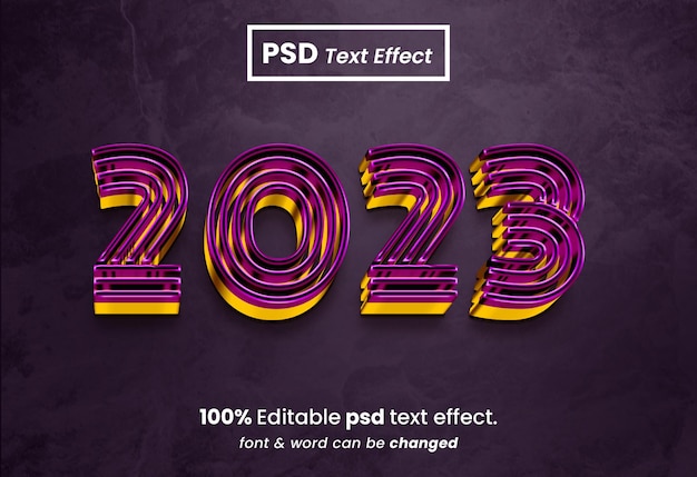 PSD 2023 new year 3d editable text effect