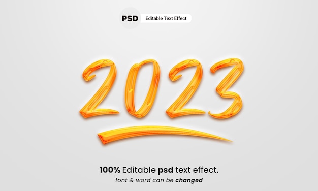 Effetto di testo modificabile 3d per il nuovo anno 2023