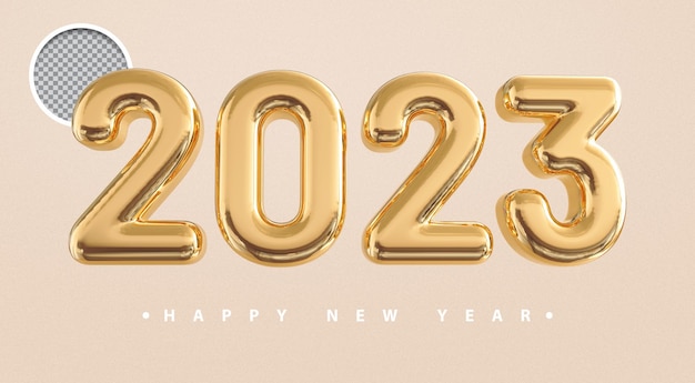 2023 new year 3d gold rendering element number