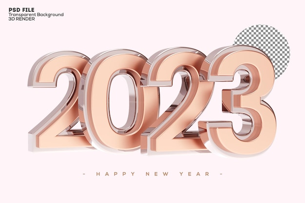 2023 new year 3d rendering isolated on transparent background