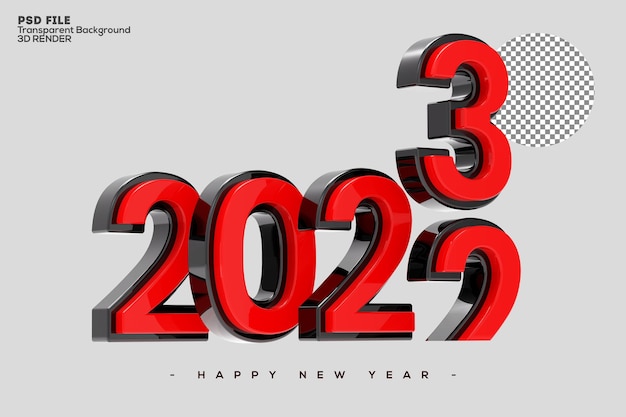 투명 한 배경에 고립 된 2023 새해 3d 렌더링