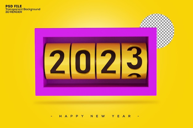 2023 new year 3d rendering isolated on transparent background