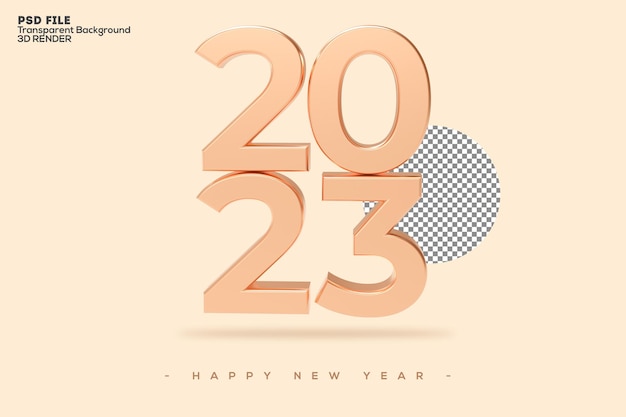 2023 new year 3d rendering isolated on transparent background