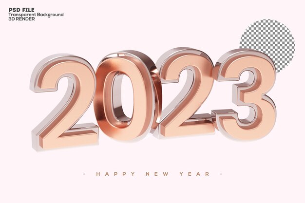 투명 한 배경에 고립 된 2023 새해 3d 렌더링